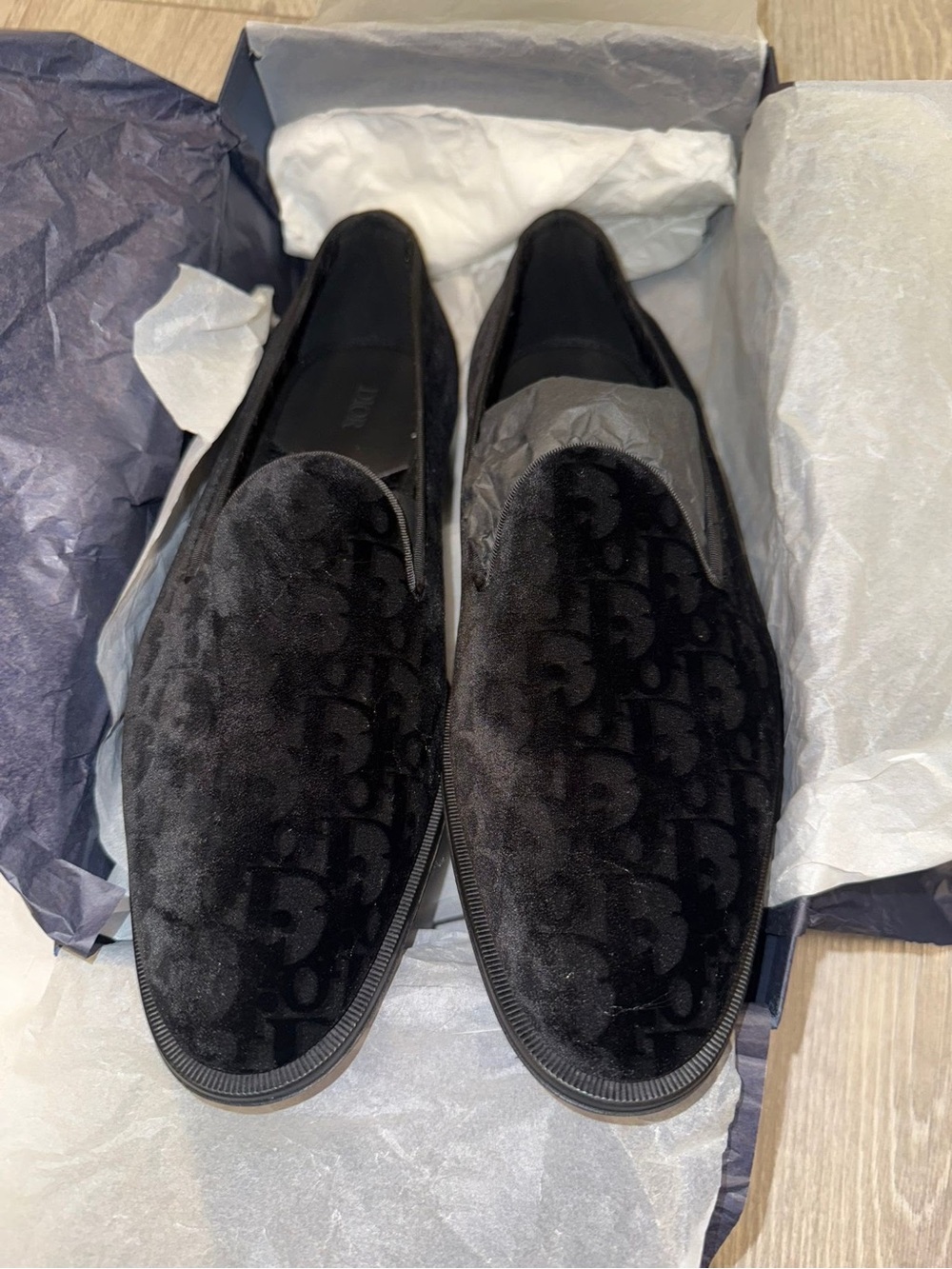Dior Men's Black Velvet Slip-On Loafers